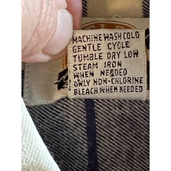 Vintage Field Gear Plaid Button-Up Shirt Navy & Cream Long Sleeve 100% Cotton XL - Picture 15 of 16